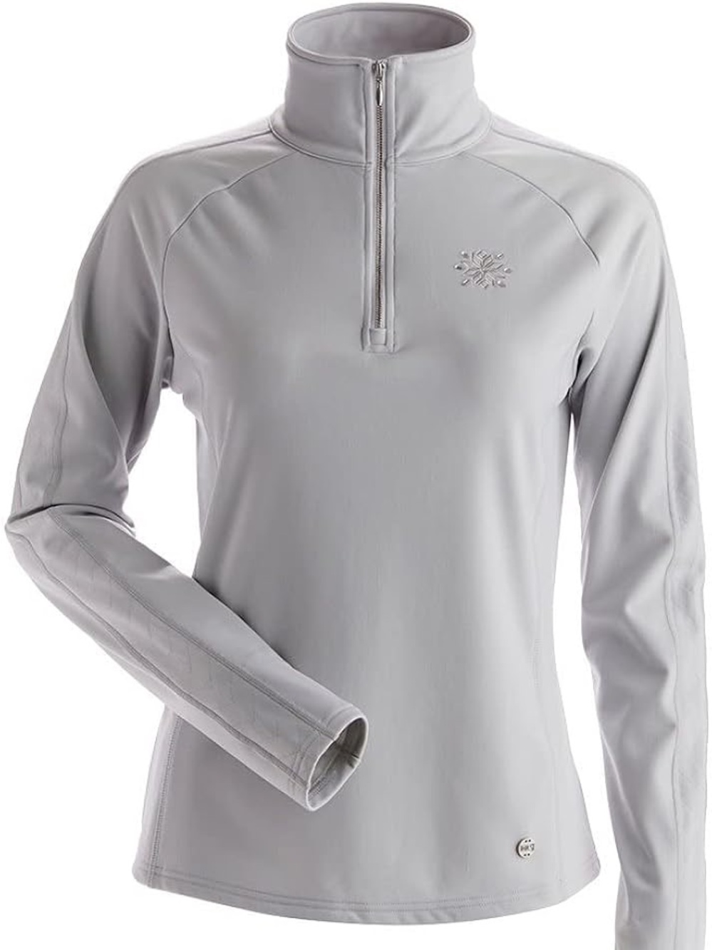 NILS Medium Lisie Silver Women's 1/4 Zip Diamond Quilt Snowflake Performance Top